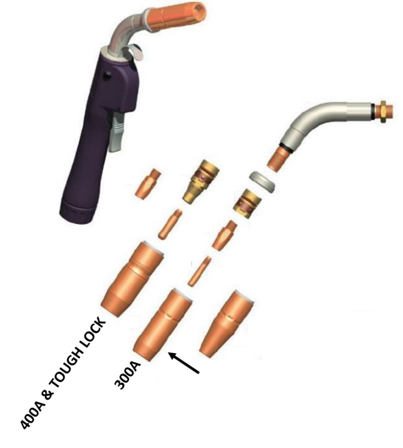 Tregaskiss Style 1/8'' Recess 300A Mig Nozzles