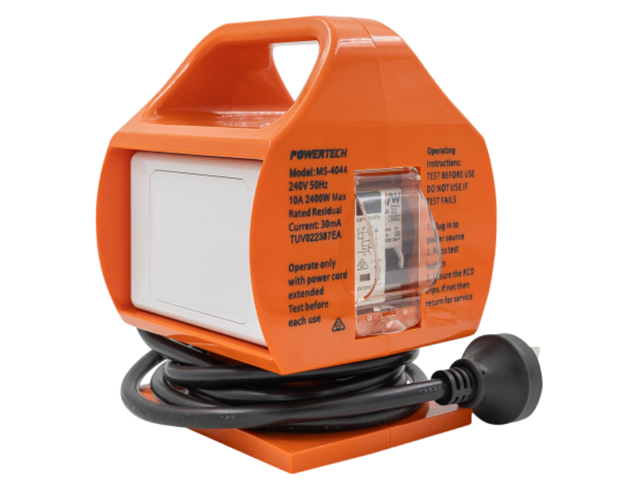 Portable 15A to 10A Mains Plug Adaptor with RCD