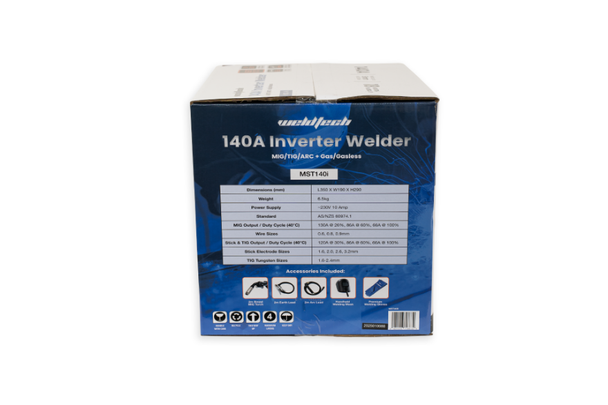 Weldtech MST140i 140A Gas/Gasless MIG/TIG/ARC Inverter Welder