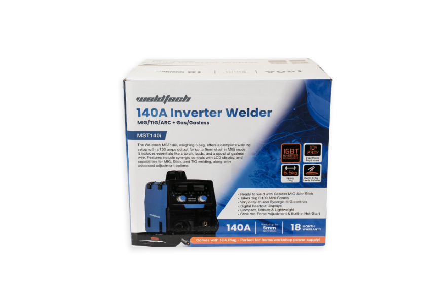 Weldtech MST140i 140A Gas/Gasless MIG/TIG/ARC Inverter Welder